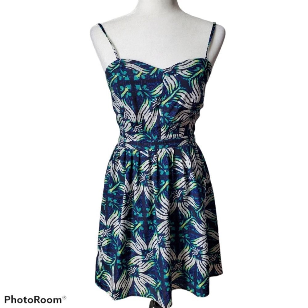 GAP Blue and Green Patterned Mini Dress